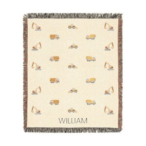 Personalized Construction Truck Baby Blanket Custom Baby Name Blanket Baby Shower Gift Customized Baby Blanket Truck Baby Boy Blanket Trucks image 6