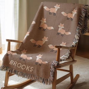 Fuchs Baby Decke Personalisierte Wald Fuchs Decke Baby Junge Individuelle Baby Name Decke Fuchs Kinderzimmer Baby Mädchen Baby Shower Geschenk Fuchs Baby Decke
