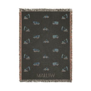 Personalized Construction Truck Baby Blanket Custom Baby Name Blanket Baby Shower Gift Customized Baby Blanket Truck Baby Boy Blanket Trucks image 5