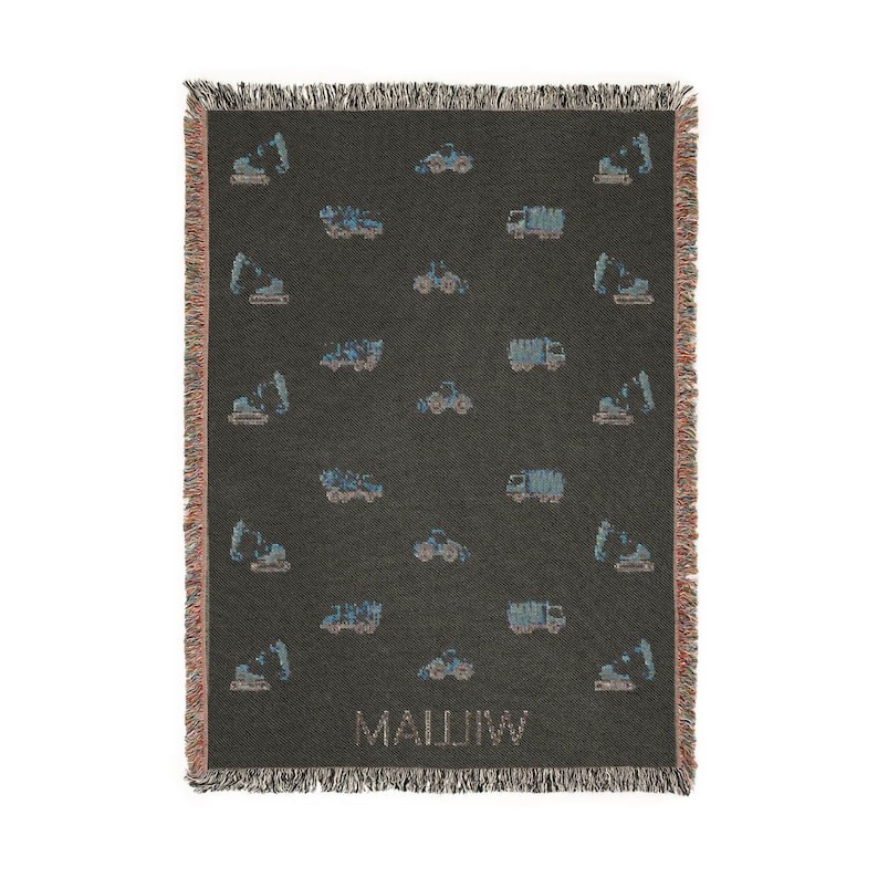 Personalized Construction Truck Baby Blanket Custom Baby Name Blanket Baby Shower Gift Customized Baby Blanket Truck Baby Boy Blanket Trucks image 5
