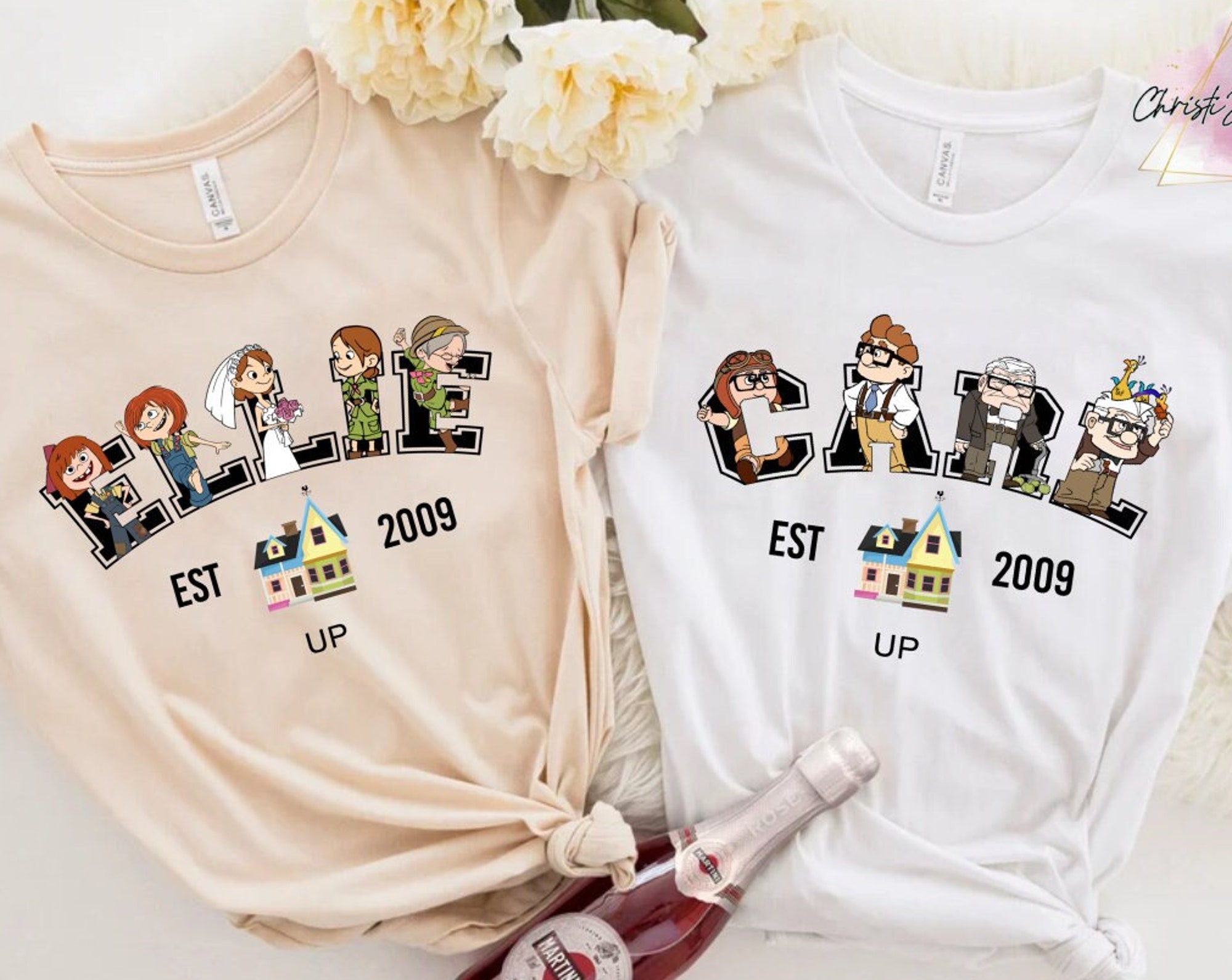 Discover Carl and Ellie Shirt, Disney Couple Shirt, Vintage Disneyland Shirt, Up Couple Shirt