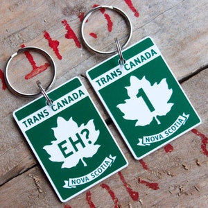 Customizable Personalized Engraved Plastic Keychain - Trans-Canada Highway Sign