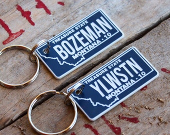 Customizable Personalized Engraved Plastic Keychain - Montana License Plate