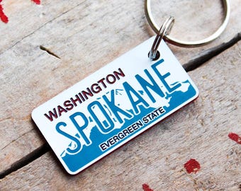 Personalized Engraved Plastic Keychain - Washington License Plate