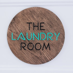 Customizable Personalized Circle Wood Door Handing Sign - For Door, Office, or Workshop - Text or Logo