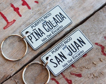 Llavero de plástico personalizado con grabado de matrícula de Puerto Rico