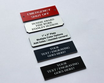 Personalized Engraved Lamacoid Plastic Tag - Award Plaque, Trophy, Warning, Picture Frame - Multiple Sizes