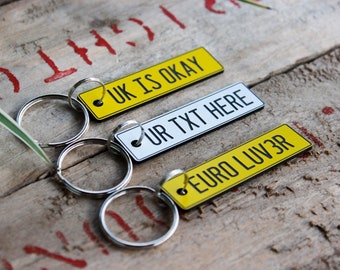 Personalized Engraved Plastic Keychain - United Kingdom & Europe License Plate