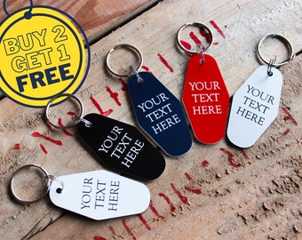 Personalized Engraved Plastic Keychain - Motel Style
