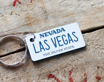 Personalized Engraved Plastic Keychain - Nevada License Plate