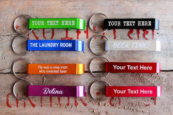 Personalized Engraved Metal Keychain - Bottle Opener