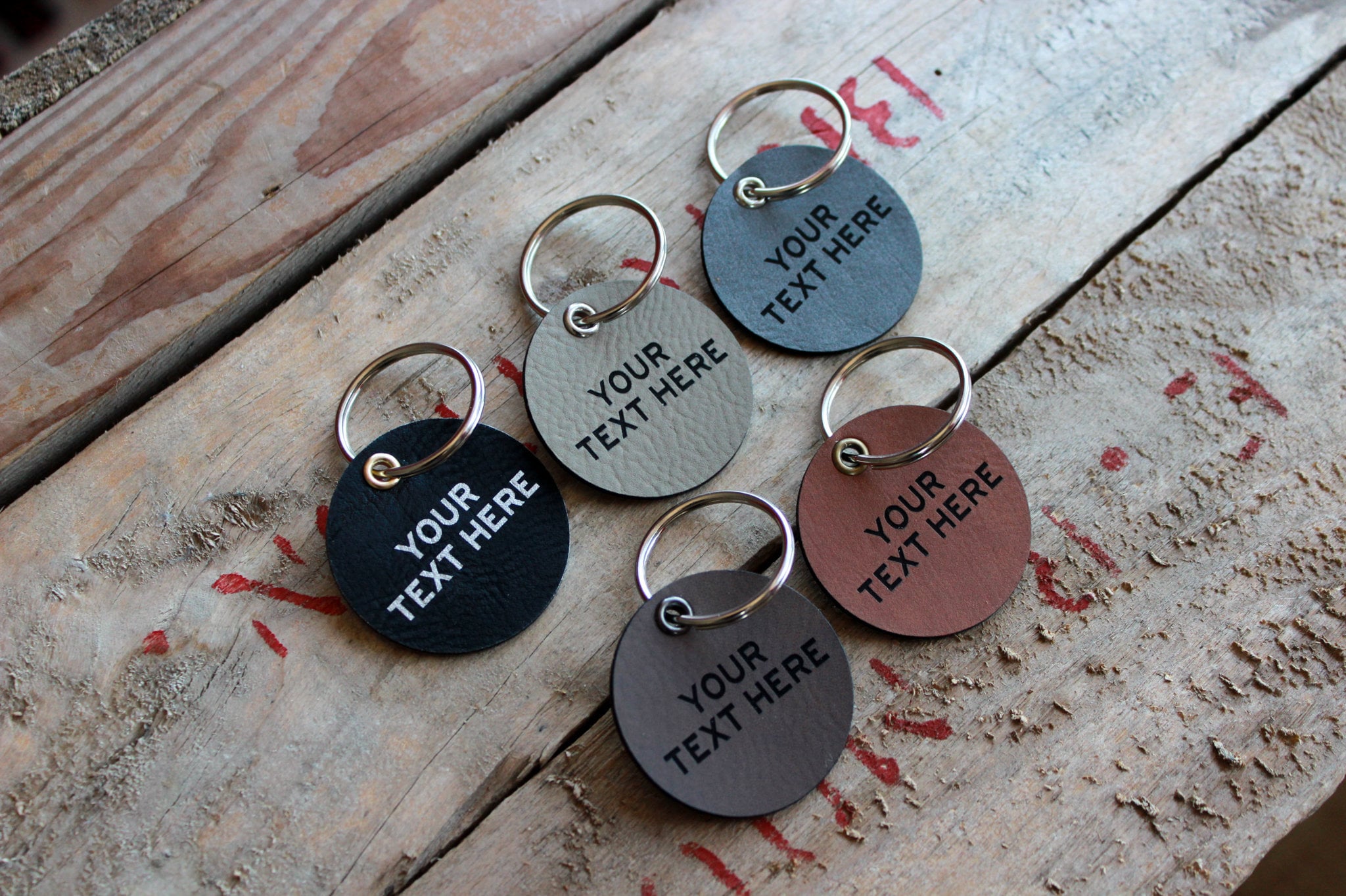 Customizable Personalised Engraved Faux Leather Keychain or Pet Tag