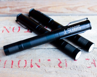Personalized Engraved Rechargeable Aluminum Penlight / Flashlight - Custom Logo or Name