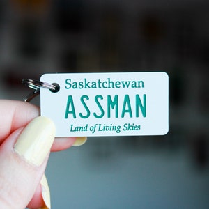 Customizable Personalized Engraved Plastic Keychain Canada License Plate Saskatchewan