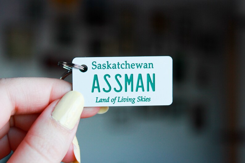 Customizable Personalized Engraved Plastic Keychain Canada License Plate Saskatchewan