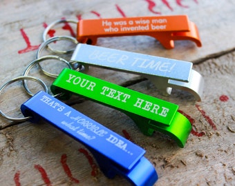 Gepersonaliseerde gegraveerde metalen sleutelhanger - flesopener