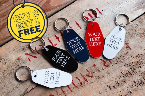 Customizable Personalized Engraved Plastic Motel Style Keychain Etsy