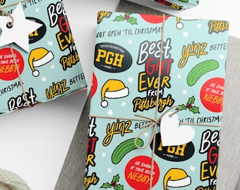 Pittsburgh Yinzer Gift Wrap (3 Sheets) – Holiday Wrapping Paper