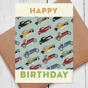 Cartão de aniversário de carro antigo Bolide, Cartão de carros antigos, Cartão para ele, Cartão de feliz aniversário para fanáticos por carros antigos, Cartões de aniversário de carros clássicos