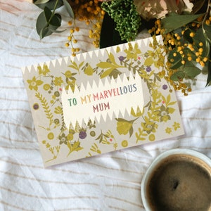 To My Marvelous Mum Card, Tarjeta del día de la madre, Tarjeta de felicitación del Domingo de la Madre, flores, retro, arte y diseño, impreso de lujo, Tarjetas para mamá