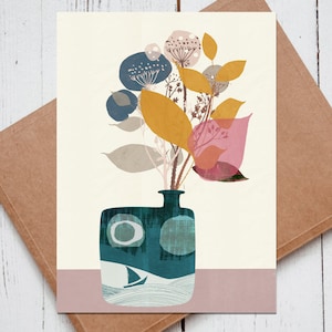 Bloemen in vaaskaarten, Vaas met bloemenkaart, Vintage vaas en bloemen, Bloemenkaarten, Retro kaarten, Vintage vaas en bloemen, Kunstkaarten
