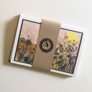 Prairie d'été, paquet de cartes de voeux, cartes prairie, nature, cartes d'art, carte renard, cartes papillon, naturel, paysage, faune, ciel, rose