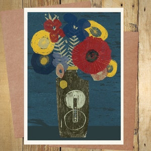 Tarjetas de flores en estuche, flores en jarrón retro, Tarjetas de felicitación con jarrón de flores, tarjetas vintage, tarjetas para todas las ocasiones, Tarjetas para mamá