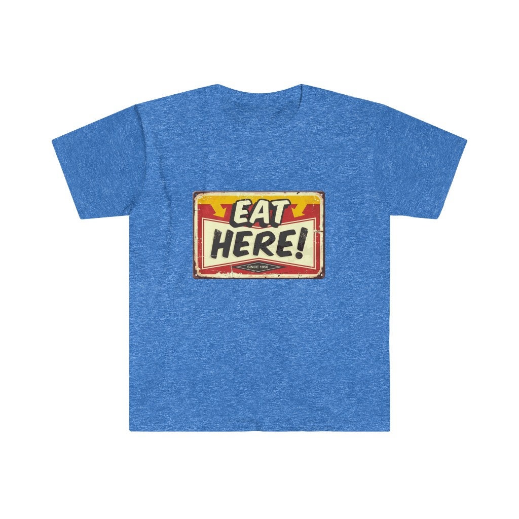 Eat Here Unisex Softstyle T-shirt | Venti Vinny | Distressed