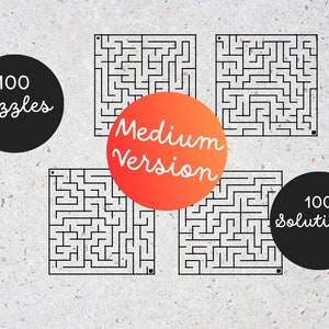 Maze Activity Book: 100 Medium Puzzles and Solutions (PDF Print)