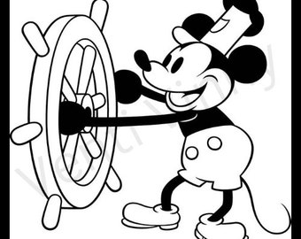Steamboat Willie Mickey Mouse / Descarga digital instantánea / PDF PNG / Imprimir