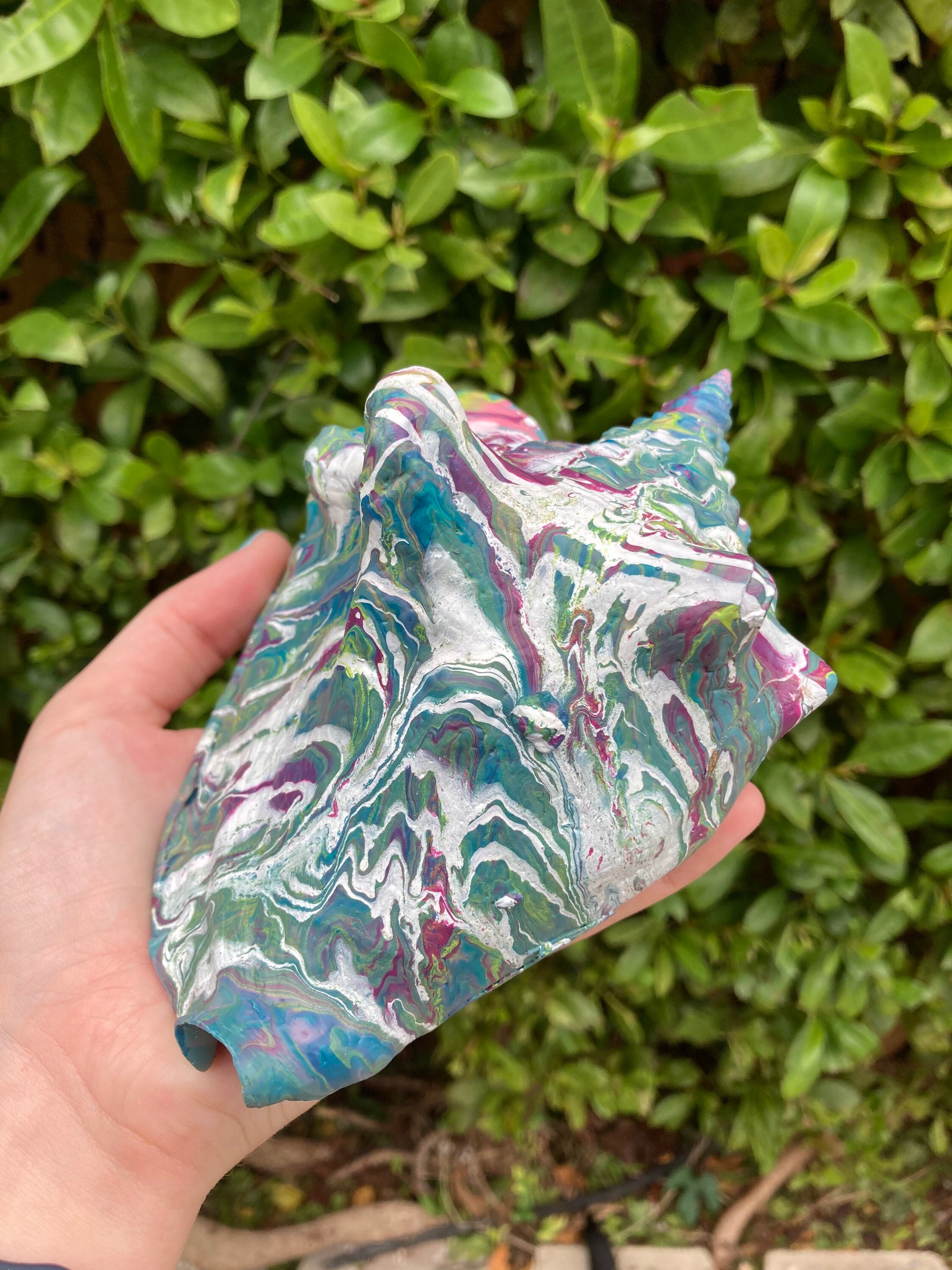 Painted Florida Keys Conch Shell/Antique Conch Shell/Fluid Etsy