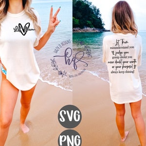 Laat ze png inspirerende PNG eigenliefde - sublimatie - blijf stralend Svg, inspirerende Svg, eigenwaarde Svg, zelfliefde Svg, voor- en achterkant