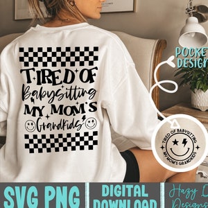 Fatigué de garder mes petits-enfants mamans svg, svg sarcastique drôle, conception de sublimation rétro, humour adulte, maman drôle vie png, png rétro à la mode