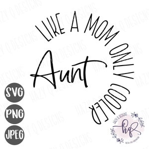 Like mom only Cooler SVG, stylish Aunt shirt design, Aunt Reveal svg, Cool Aunt SVG, Silhouette Cameo Design, Cricut Design, PNG Design