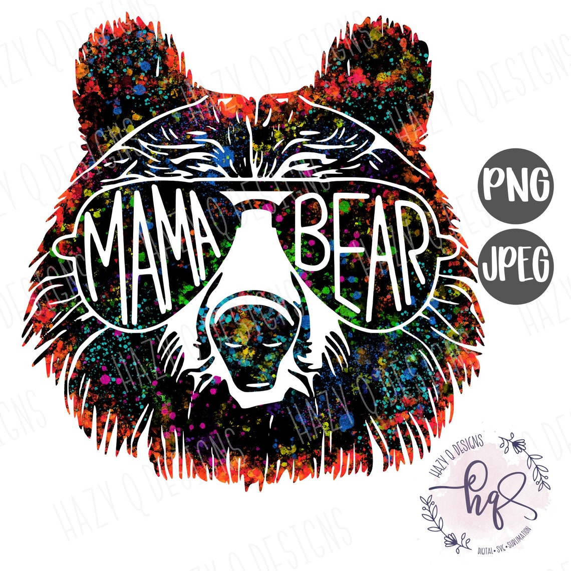 Bad Ass Mama Bear Sublimation png Digital DownloadColorful | Etsy