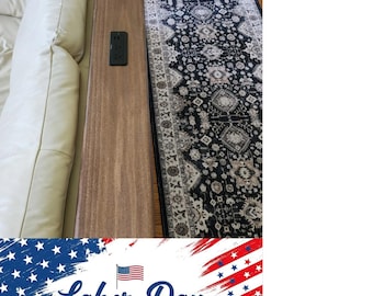Custom Console Table w/ Power & Charging Outlet, Behind the Sofa Table, Behind the Couch Table, USBs  Electric Plug, Solid Wood