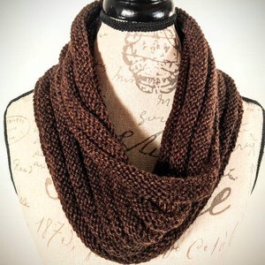 Brown - Knit Infinity Scarf / Cowl - Unisex - Ready to Ship