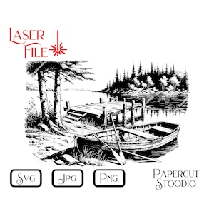 Laser Engrave File, The Old Boat Svg, Lightburn GlowForge for Cabin & Lake Decor Signs Cutting Board LightBurn GlowForge Unique Gifts