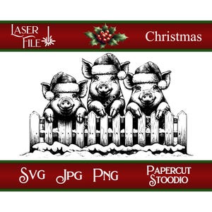 Lasergraveerbestand, kerstvarkens Svg, DIY kerstborden snijplanken hout gepersonaliseerde cadeaukaartjes Home Decor LightBurn GlowForge