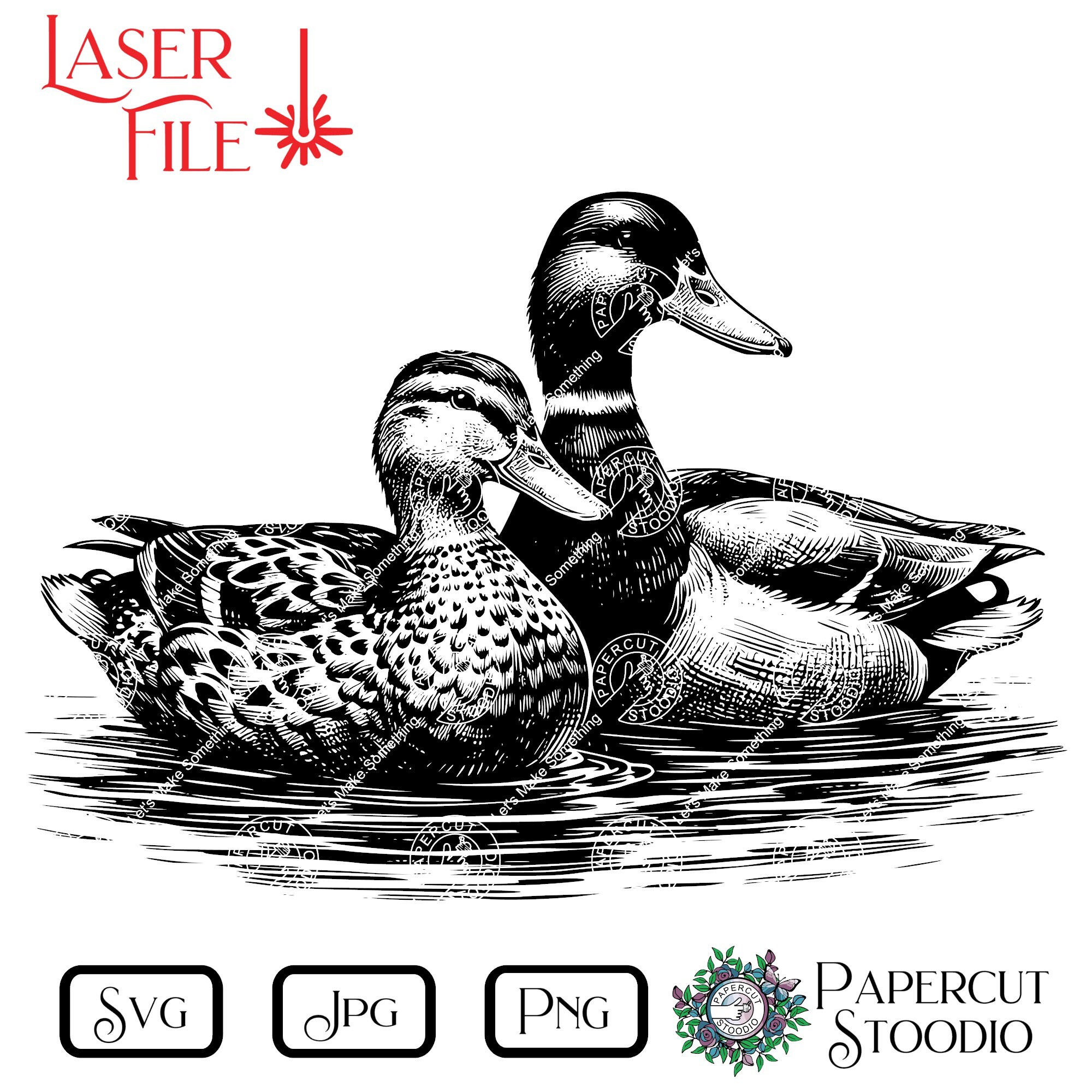 Mallard Ducks Laser Engrave File, Wood Art SVG PNG JPG (digital ...