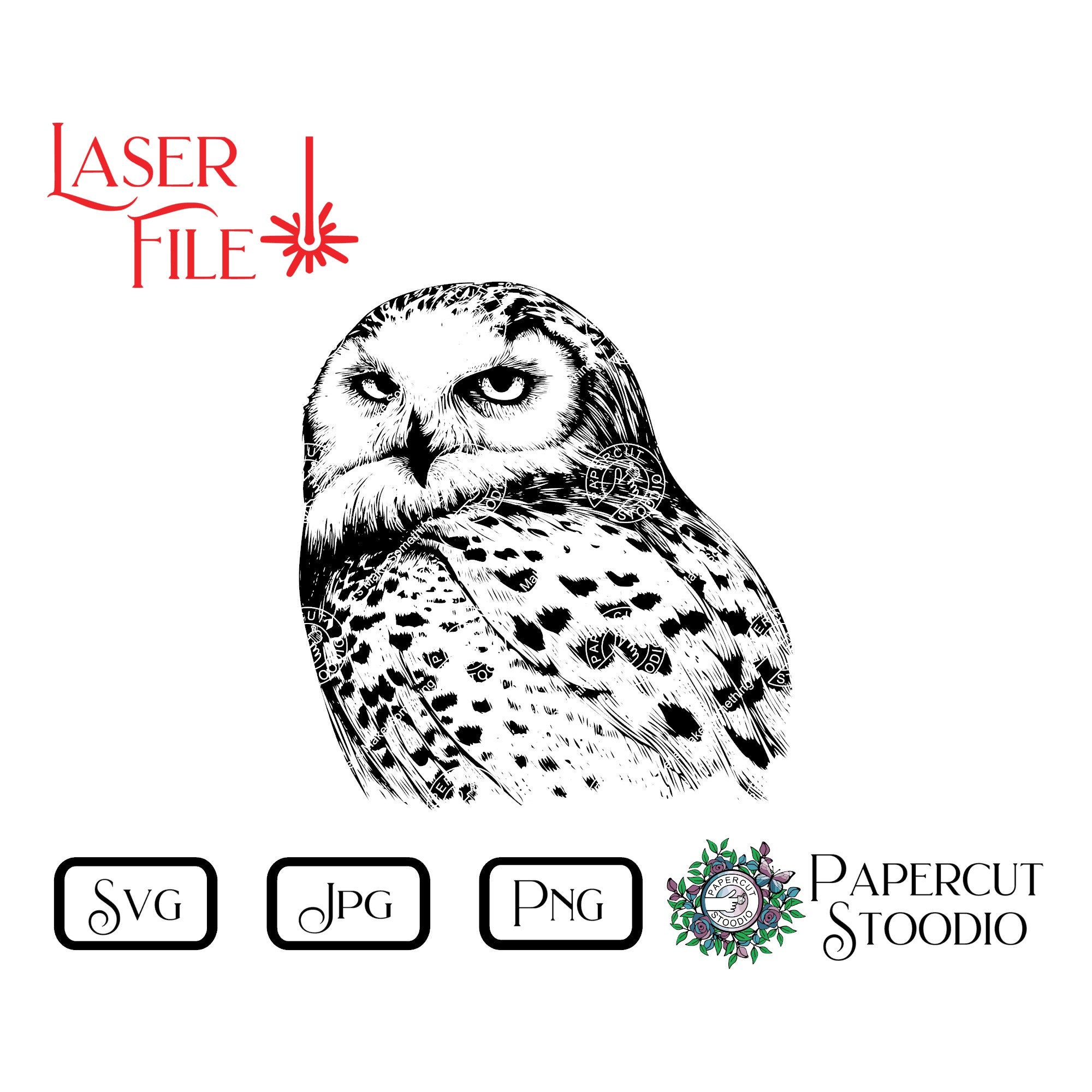 Laser Engrave File Snowy Owl SVG, LightBurn GlowForge for Signs Cutting Boards Coasters for Cabin Lo