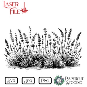 File di incisione laser, toppa con fiori di lavanda SVG, cartello rustico per giardino primaverile LightBurn GlowForge Regali personalizzati