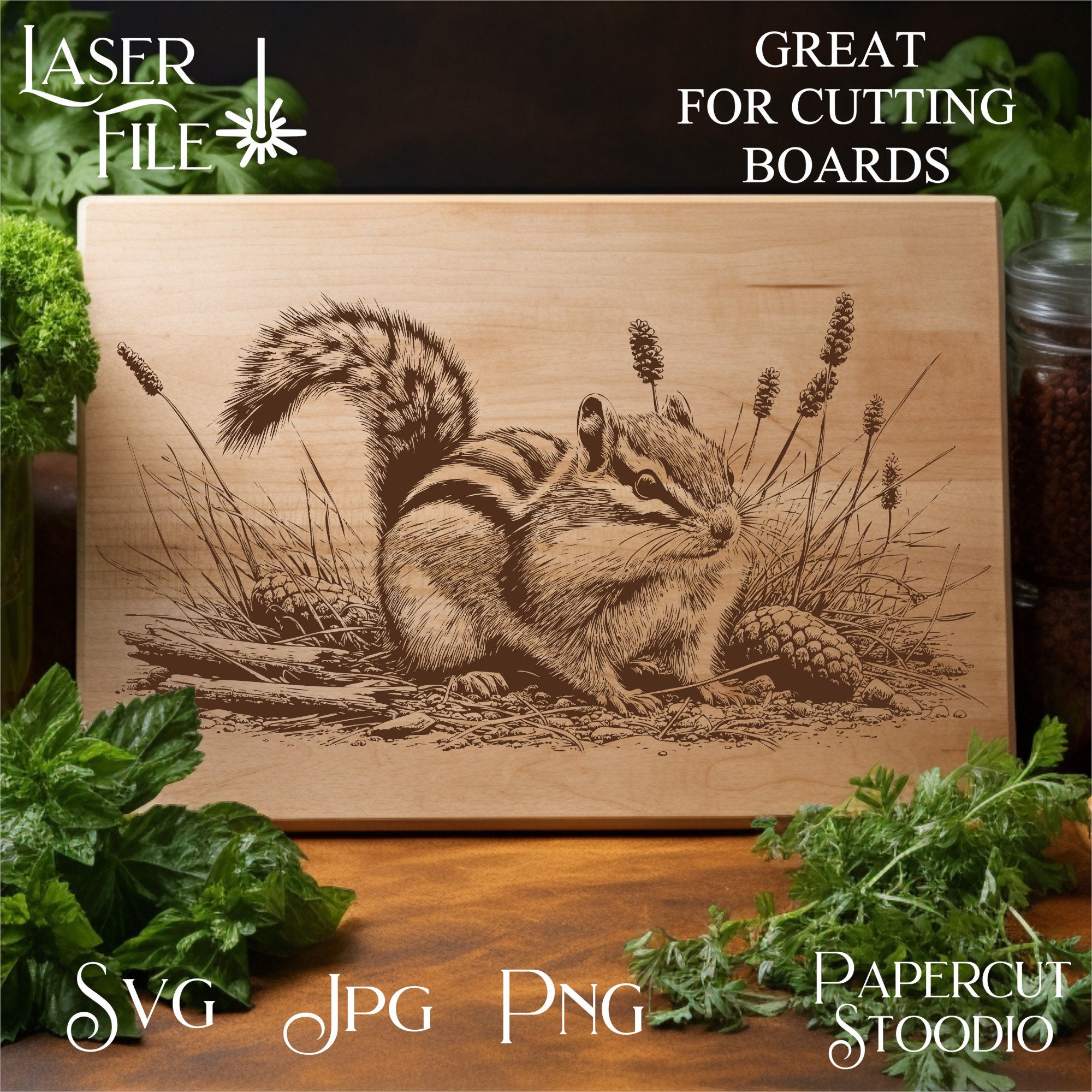 Foraged Svg Chipmunk Forage Laser Engrave File, Wood Art SVG PNG JPG (digital ...