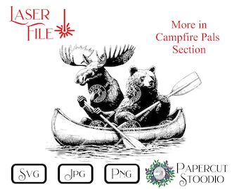 Campfire Pals Canoe SVG, Laser Engrave File (Digital Download)