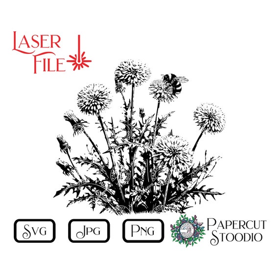 Laser Engrave File, Dandelion Bee SVG, Wood Engraving Cutting Boards LightBurn GlowForge Personalized Gifts