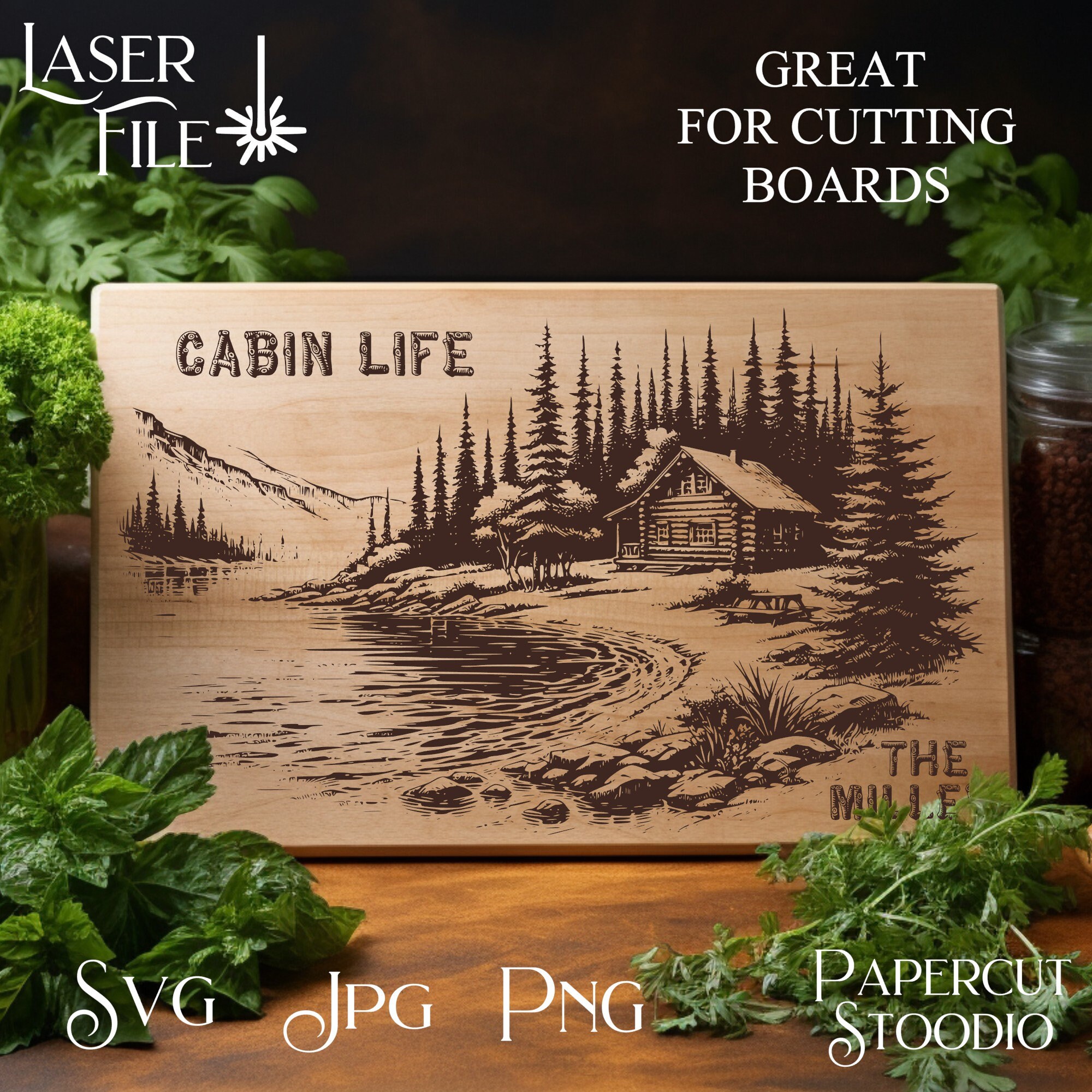 Laser Engrave File, Lake Cabin Wide Svg, Lightburn Glowforge for Cabin ...