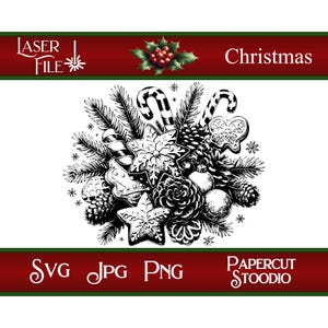 Laser Gravur Datei, Weihnachtscluster SVG, DIY Weihnachtsschmuck Schneidebretter personalisierte Tasse Geschenkanhänger Wohnkultur LightBurn GlowForge
