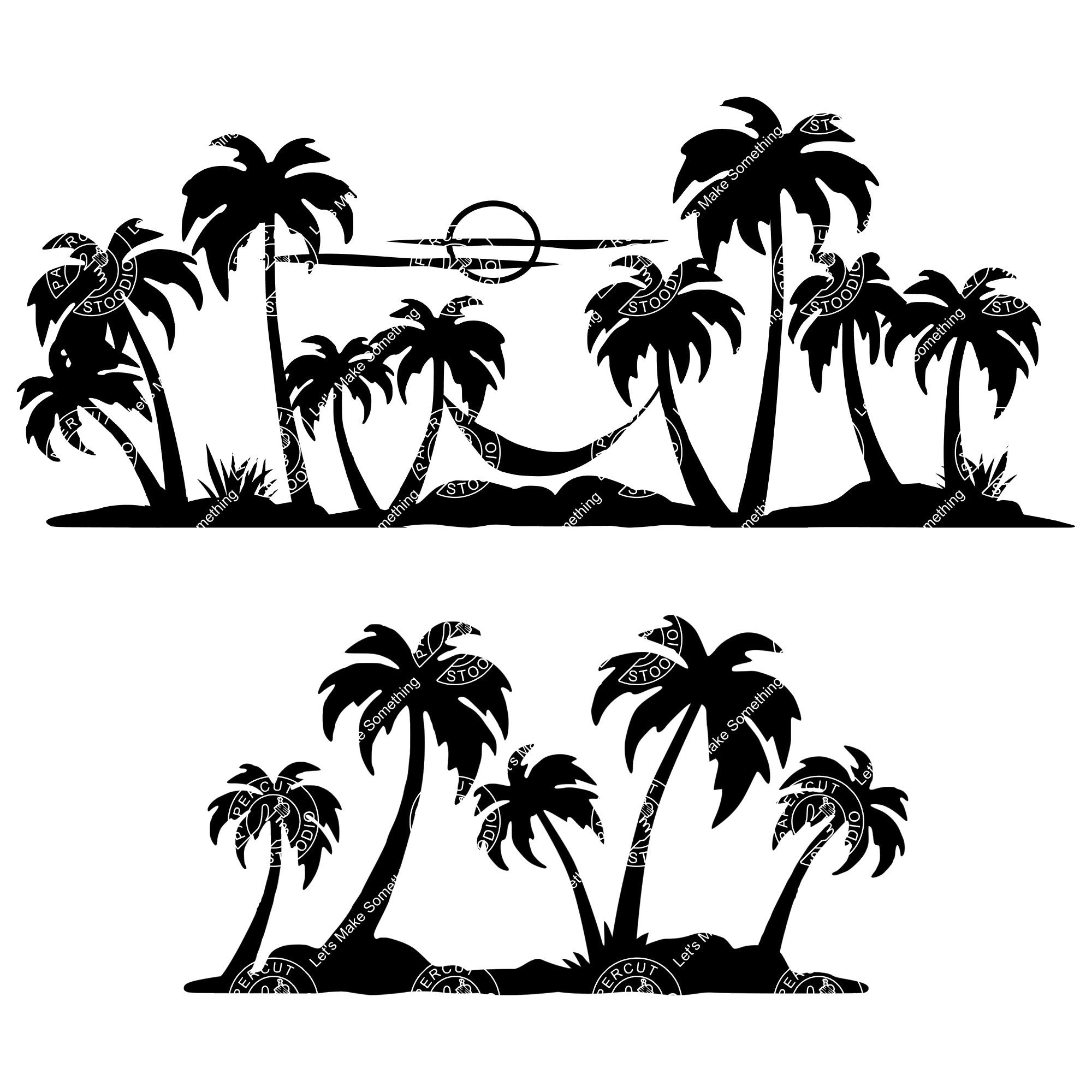 Palm Tree Bundle Svg Vector Silhouette Tropical Beach Island