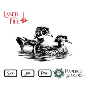 Wood Duck Pair Laser Engraving File | Rustic Wildlife SVG (digital ...