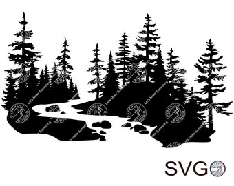 River Svg, Stream Creek Lake Forest Instant Download For Laser Shirt Sticker Mug Wood Signs Embroidery